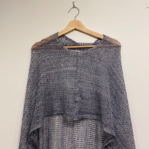 **$5 SALE** Pure Amici Grey Open Knit Shawl One Size - Picture 2 of 3